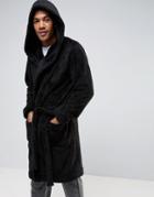 Asos Hooded Fleece Robe - Black