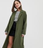 Monki Lightweight Tailored Coat In Khaki-green