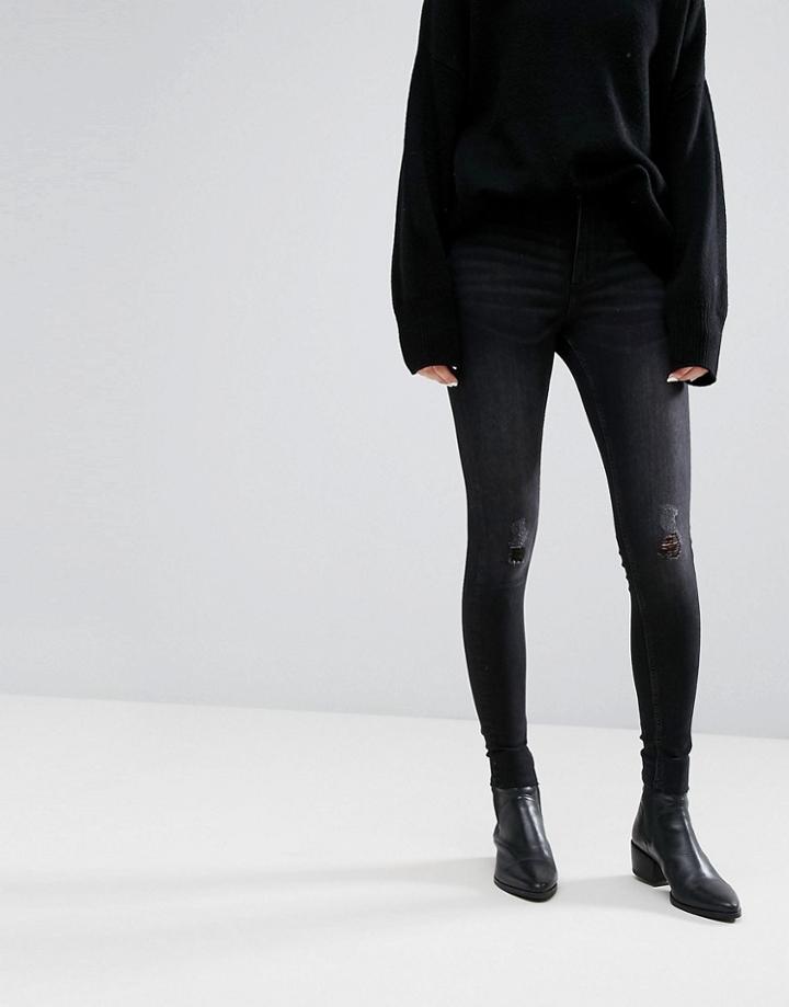 Cheap Monday High Spray Rip Knee Skinny Jeans - Black