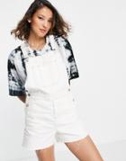 Topshop Carpenter Overalls In Ecru-neutral