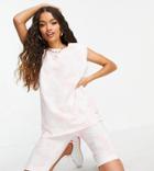 Pieces Petite Organic Cotton Blend Terry Runner Shorts In Camel - Part Of A Set-neutral