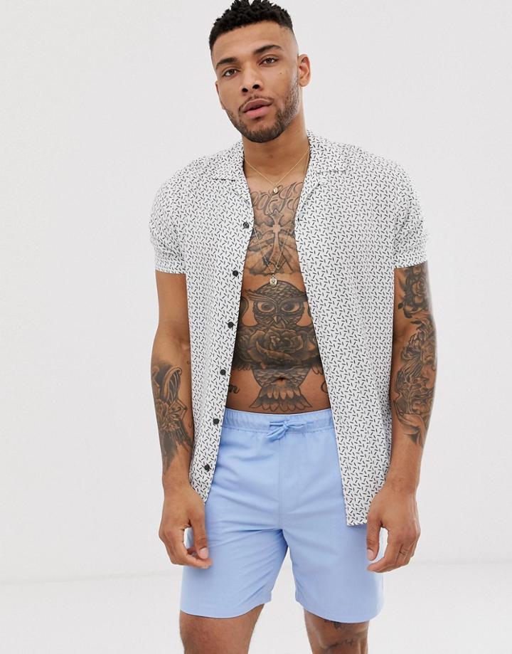 Asos Design Swim Shorts In Light Blue Mid Length