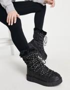 Glamorous Faux-fur Lined Snow Boots In Black