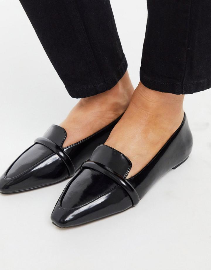 Asos Design Lorna Loafer Ballet Flats In Black