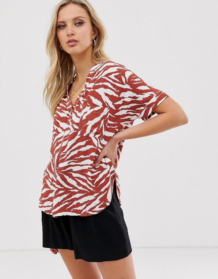 Warehouse Blouse In Animal Print - Tan
