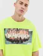 Asos Design Migos Huncho Oversized T-shirt In Neon-green