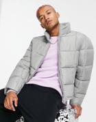 Asos Design Recycled Puffer Jacket In Gray-grey