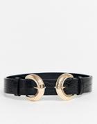 Asos Design Double Buckle Croc Waist & Hip Jeans Belt In Black