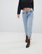 Versace Jeans Mom Jeans With Exposed Zip - Silver