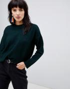 Stradivarius Ribbed Collar Jersey Sweater - Green