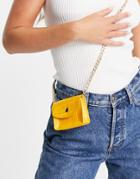 Truffle Collection Micro Mini Croc Belt Bag With Chain In Mustard-yellow
