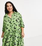 Glamorous Curve Mini Smock Dress With Volume Sleeves In Vintage Floral-green