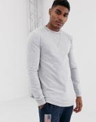 Asos Design Longline Muscle Sweatshirt In Gray Marl With Triangle - Gray