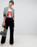Asos Design Retro Full Length Flare Jeans In Black Cord - Black