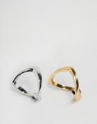 Designb Asymmetrical 2 Pack Rings - Multi