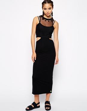 Pippa Lynn Cut Out Bodycon Dress With Mesh Detail - Black