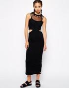Pippa Lynn Cut Out Bodycon Dress With Mesh Detail - Black