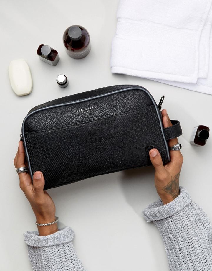 Ted Baker Embossed Toiletry Bag - Brown