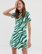 Collusion Zebra Printed Skater Dress - White