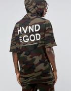 Hand Of God Camo Hoodie With Short Sleeves - Khaki