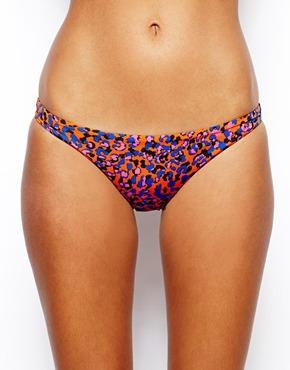 Insight Colored Leo Print Bikini Bottom - Red Leo Print
