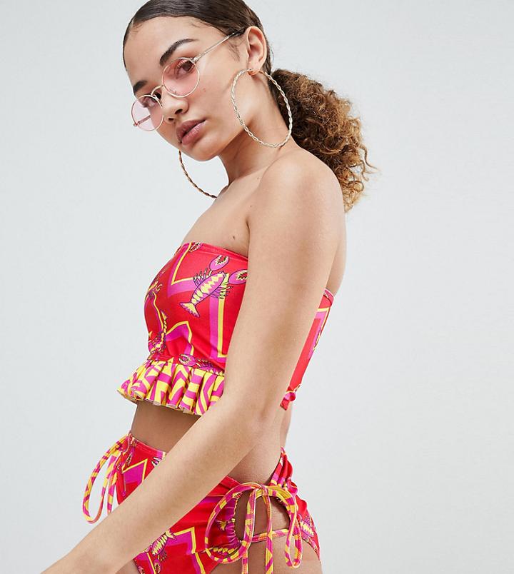 Jade Clark X Tara Khorzad Lobster Bikini Top - Red