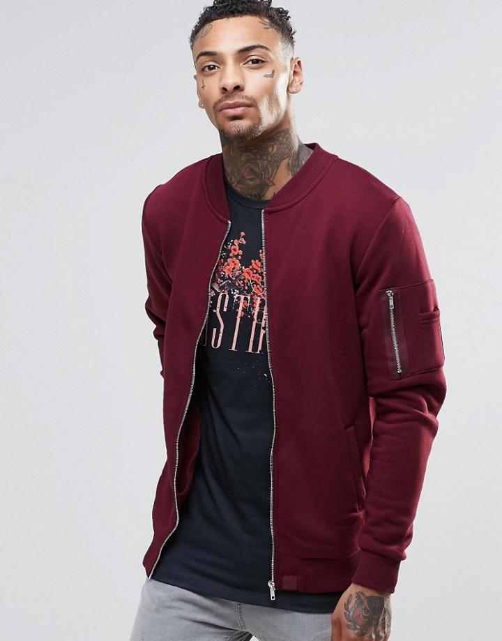 Hype Jersey Bomber Jacket - Burgundy