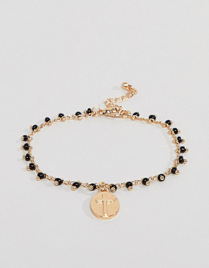 Asos Design Bracelet With Vintage Style Charm In Gold - Gold