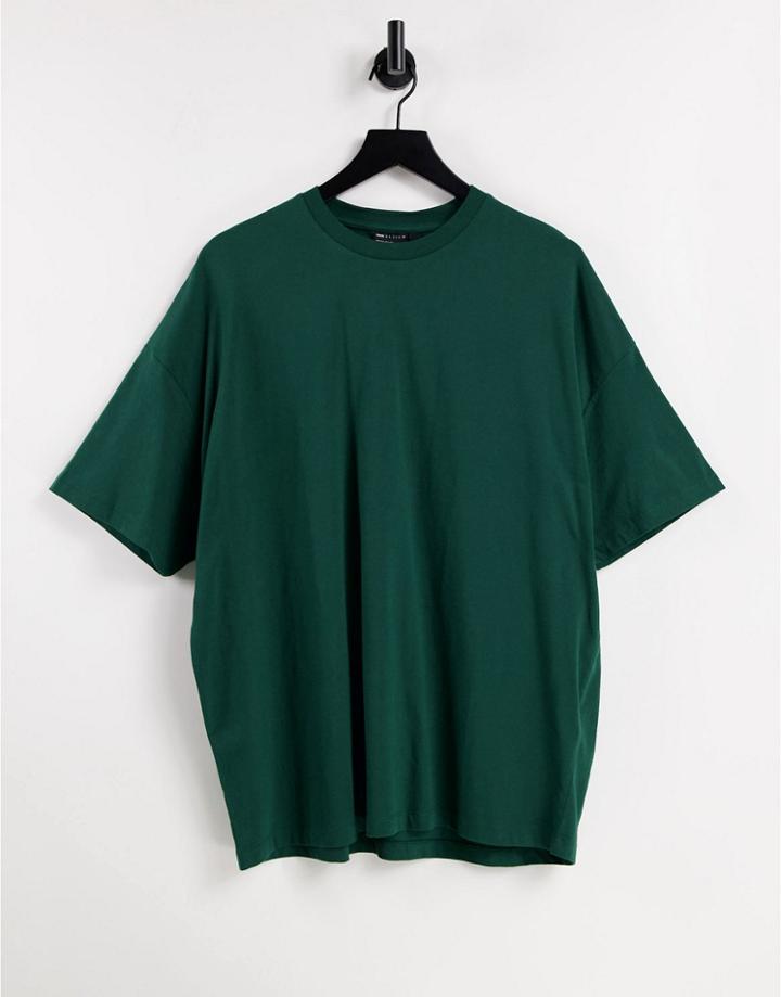 Asos Design Oversized T-shirt With Crew Neck In Khaki - Khaki-green