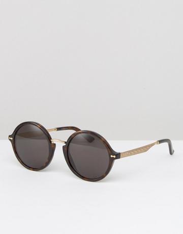 Gucci Round Sunglasses In Dark Tort - Brown