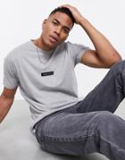 Jameson Carter Matte Leather Patch T-shirt In Gray-grey