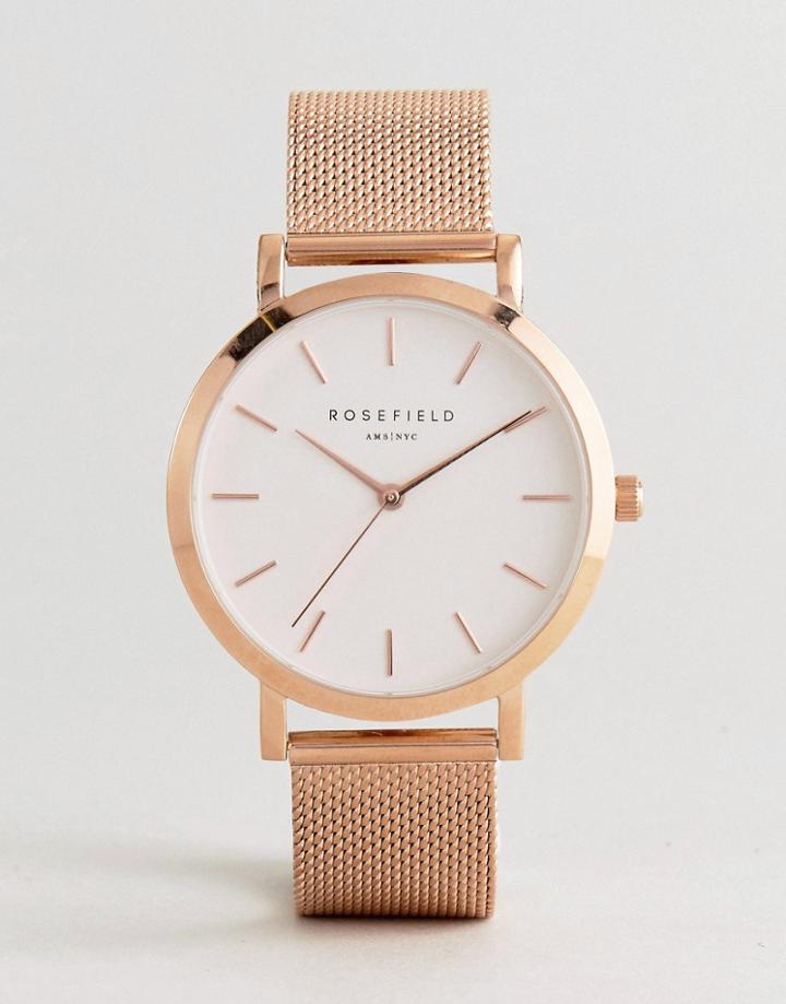 Rosefiled Mercer Mesh Watch In Rose Gold - Gold