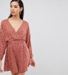 Asos Design Tall Casual Skater Mini Dress In Polka Dot-multi