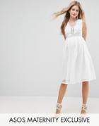 Asos Maternity Ladder Trim Dress - White