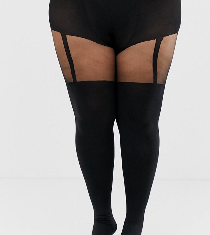 Pretty Polly Curve Suspender Tights In Black