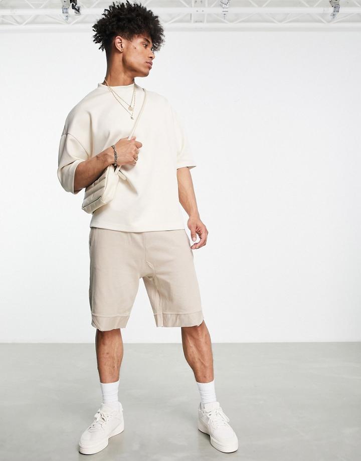 Asos Design Oversized T-shirt In Neutral Scuba