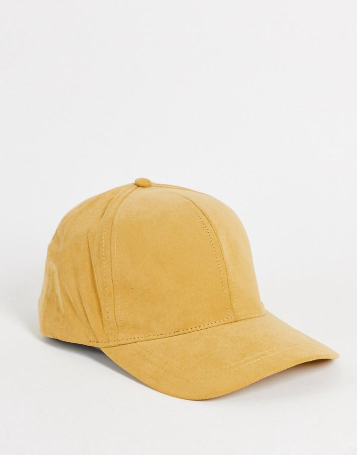 Asos Design Baseball Cap In Peached Camel-brown