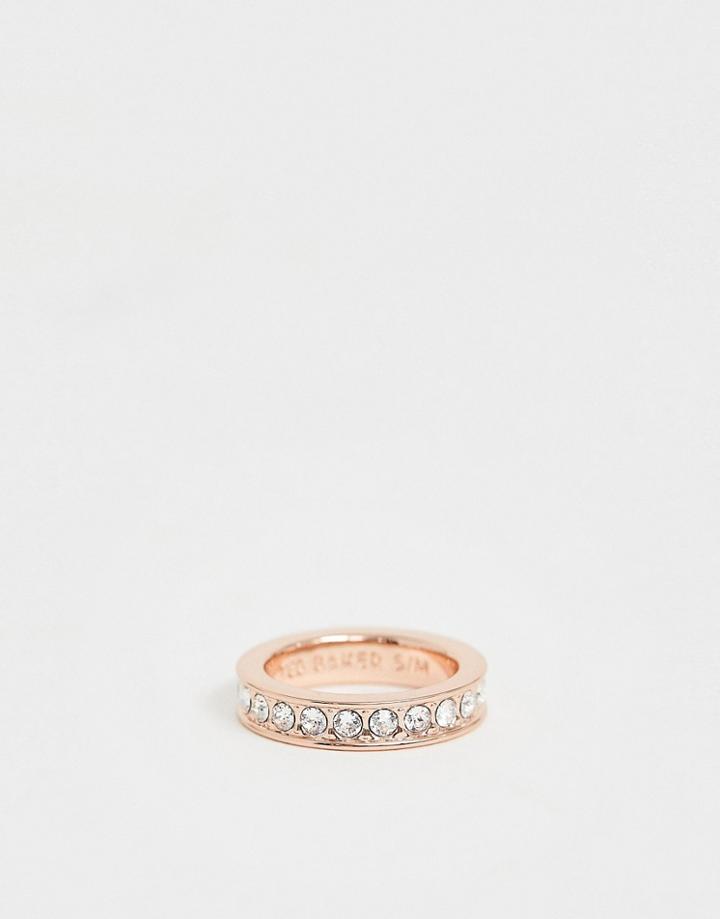 Ted Baker Rose Gold Pave Crystal Ring