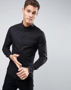 Asos Skinny Shirt With Button Down Collar In Black - Black