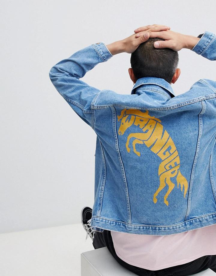 Wrangler Blue & Yellow Retro Denim Jacket - Navy