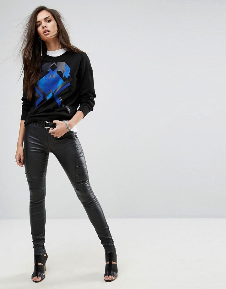 Versace Jeans Coated Skinny Biker Pant - Black
