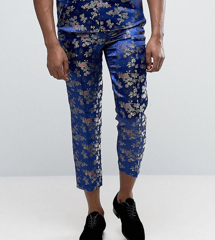 Reclaimed Vintage Inspired Brocade Pants - Navy