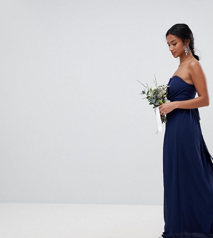 Tfnc Petite Bandeau Maxi Bridesmaid Dress-navy