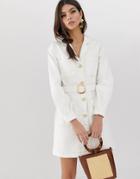 Asos Design Denim Utility Shirt Dress In White
