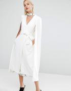 Lavish Alice Maxi Belted Cape Blazer - Cream