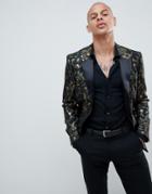 River Island Floral Blazer In Dark Green - Green