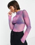 & Other Stories Recycled Printed Mesh Babylock Top In Purple