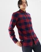 Pull & Bear Flannel Shirt In Red Check - Red