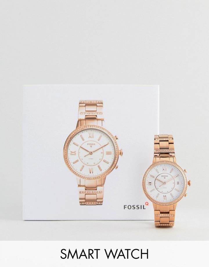 Fossil Q Ftw5010 Virginia Bracelet Hybrid Smart Watch In Rose Gold 36mm - Gold