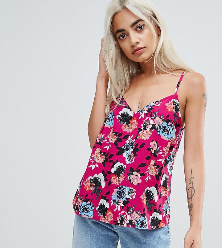 Asos Petite Fuller Bust Cami Top In Purple Floral Print - Multi